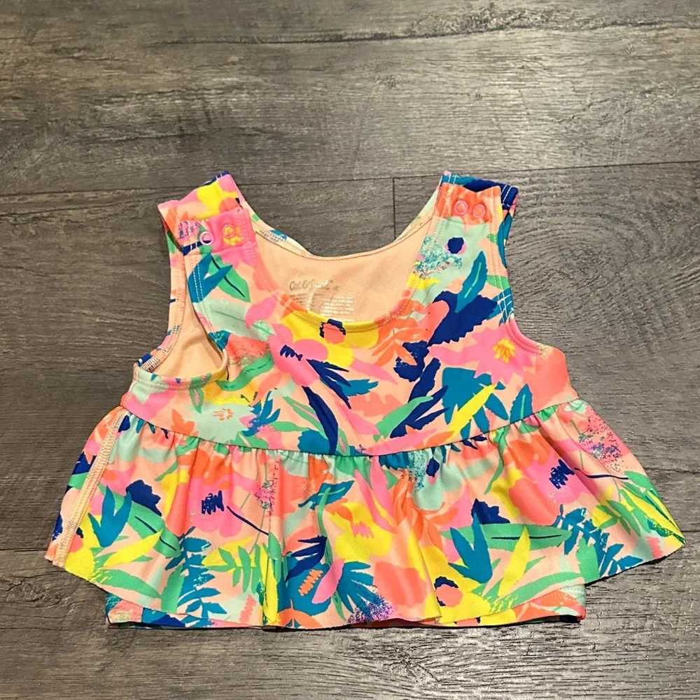 Cat & Jack 4T Adaptive Tropical Tiered Ruffle Tankini Swim Top‎
